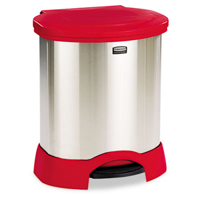 Rubbermaid Commercial Indoor Utility Step-On Waste Container 23 Gal Plastic Red